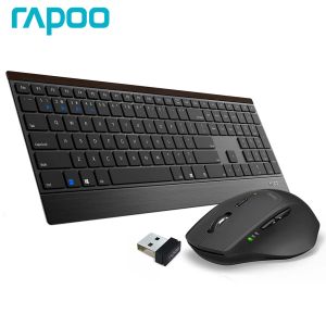 MICE RAPOO 9500m Clavier sans fil multimode et combo de souris 4,5 mm Ultraslim Aluminium Base Clavier de base 1600 DPI Souris optique