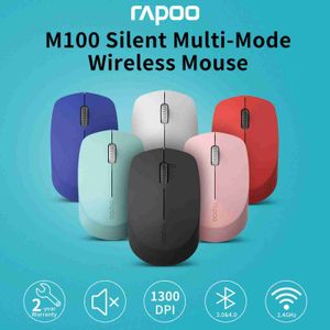 Muizen rapoo m100 multi-mode draadloze muis stil 1300 dpi bluetooth ondersteunt maximaal 3 Windows pc laptopapparaten H240407