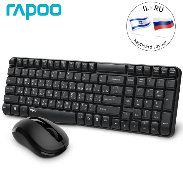 MICE RAPOO X1800S Souris optique sans fil combo et clavier pour ordinateur portable PC Tablette hébraïque / russe