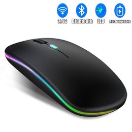 MICE Raton Wireless Mouse avec LED Backlit USB rechargeable Bluetooth compatible RVB Gaming Mouse pour ordinateur portable PC