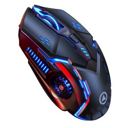 Muizen Oplaadbare A9 Luminous Silent Gaming Wireless Mouse 2.4G USB -muizen voor laptop desktopcomputer Perifere eSports Gamer