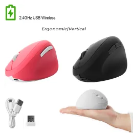 Souris souris ergonomiques rechargeables souris verticales 2,4 g de souris USB optique sans fil de jeu de jeu pour ordinateur portable pour ordinateur portable Tablette petite main
