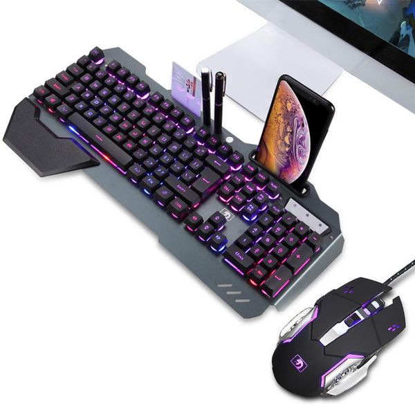 MICE RVB Gamer Mouse and Clavier Semimécanical Gaming Keyboard Set Backlit Multicuts 3200 DPI Optical Mouse Pad avec support