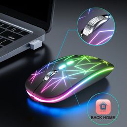 Souris RUltrathin GB souris sans fil USB souris d'ordinateur silencieuse ergonomique Mause Gamer Rechargeable LED souris de jeu pour PC portable