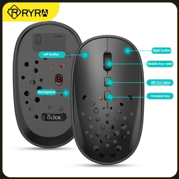 Ratones RYRA M10 Bluetooth Dualmode Mouse Venta al por mayor Mute Silent Mouse Power Display Hole Carga inalámbrica Accesorios de computadora