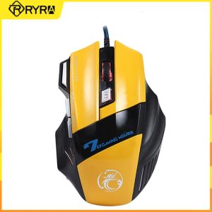 Ratones RYRA RGB LED Game Mouse X7 Óptico 7 Botones 5500/3200dpi USB con cable Ergonómico Ratón para juegos Retroiluminación Silencio Silencio para PC portátil