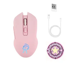 Souris Sailor Moon 2400 DPI souris sans fil Rechargeable 7 couleurs rétro-éclairé souris de jeu ergonomique silencieuse souris mate pour ordinateur portable Gamer Girl