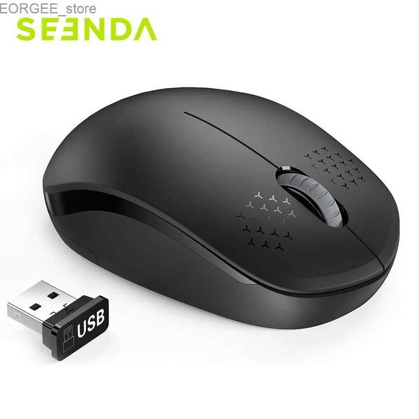 Souris Seenda 2.4G USB MONE WIRE SOURIE NOISY Cliquez sur Mini Mouse PC Tablette noire Y240407