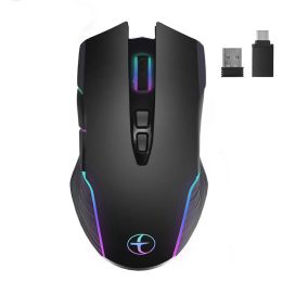 Souris SeenDa 2.4G souris de jeu sans fil 7 boutons souris Rechargeable 1600 dpi avec récepteur USB Type C souris pour bureau à domicile