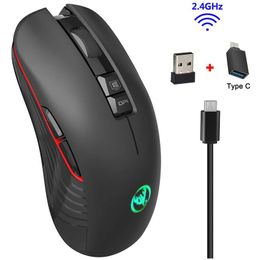 Muizen SeenDa 2.4G draadloze gamingmuis met USB-ontvanger Stille Typec Oplaadbare muis met achtergrondverlichting voor MacBook Computer PC Laptop