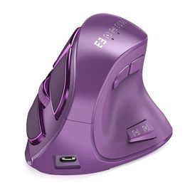 Souris SEENDA souris ergonomique rechargeable Bluetooth 5.0 3.0 2.4g USB souris verticale sans fil pour ordinateurs Mac Windows souris violette 231208