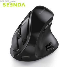 Souris Seenda Vertical Ergonomic Wireless Mouse Rechargeable Bluetooth 5.0 3.0 2,4G MICE USB pour ordinateur ordinateur portable PC Mac IPad Office Y240407