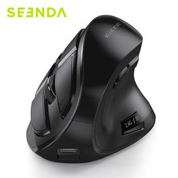 Souris Seenda Souris sans fil ergonomique verticale rechargeable Bluetooth 5.0 3.0 2.4G Souris USB pour ordinateur portable PC Mac iPad Office 231208