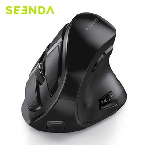 Mice Seenda Vertical Ergonomic Wireless Mouse Rechargeable Bluetooth 5.0 3.0 2.4G USB Mice for Computer Laptop PC Mac iPad Office 231208