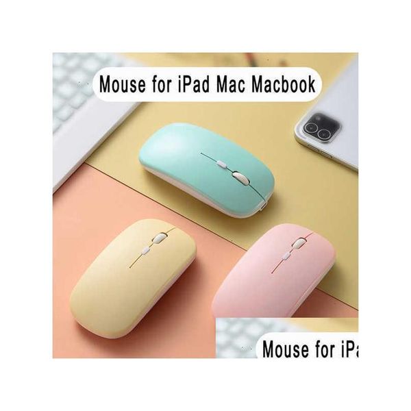 Souris Tablette Ordinateur Portable Souris Sans Fil Rgb Périphérique Rechargeable Avec Bluetooth Muet Led Pour Jeux Pc Ergonomique Drop Delivery Computers N Dhzty