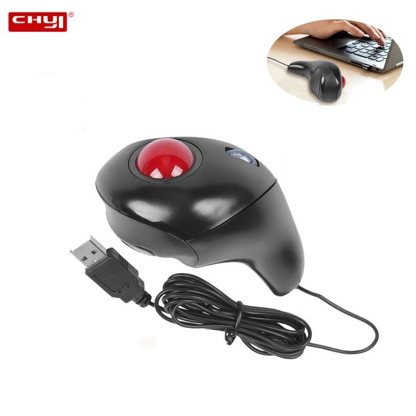 Ratones Track Ball ratón inalámbrico USB óptico pulgar controlado de mano con cable Trackball ratón para oficina portátil presentación PPT