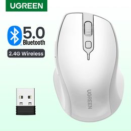 Muizen UGREEN Draadloze Muis Bluetooth 5.0 Ergonomisch 4000 DPI 6 Mute-knoppen voor MacBook Computer Tablet Laptop PC 2.4G Draadloze Muizen 230831