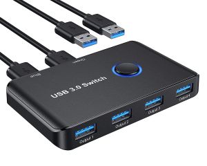 MICE USB 3.0 Switch, USB Switcher 4 Computers die 4 USB -apparaten delen KVM Switcher Box voor pc, muis, toetsenbord (compatibel met Mac/Wi