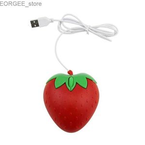 Muizen USB -kabelmuis zoete rode aardbei fruit geschenk USB PC optische muis Y240407