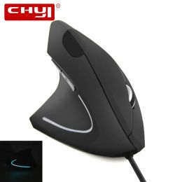 Souris USB ergonomique verticale 3200 DPI souris optique filaire à gauche avec tapis pour ordinateur portable PC jeu