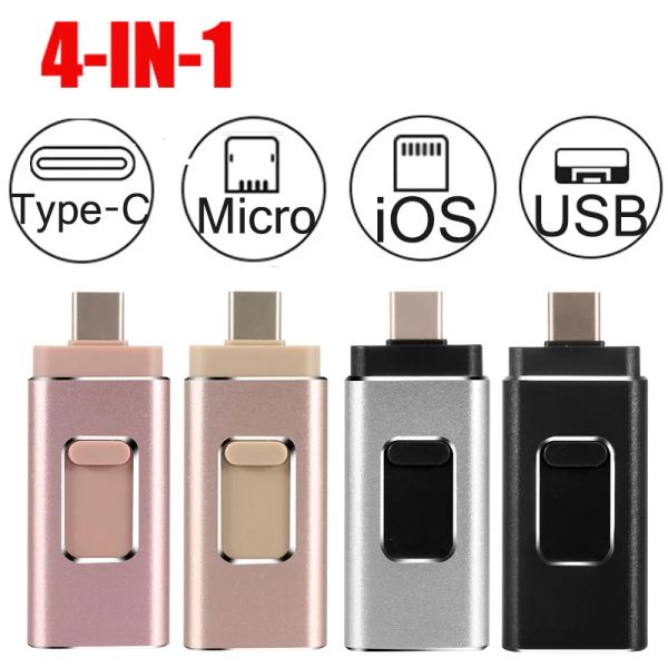 MICE USB flash 256 Go 32G 64 Go 128 Go Pendrive CLE USB 32g Memory Stick pour iOS iPS Android Type C PC 4in1 Drive flash USB 3.0