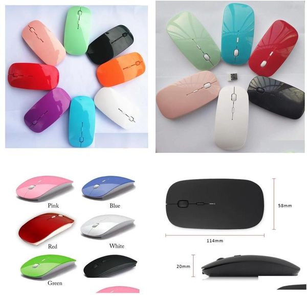 Souris USB Optique Sans Fil Ordinateur 2.4G Récepteur Super Slim Souris Pour PC Portable Drop Livraison Ordinateurs Réseau Claviers Entrées Dhpus