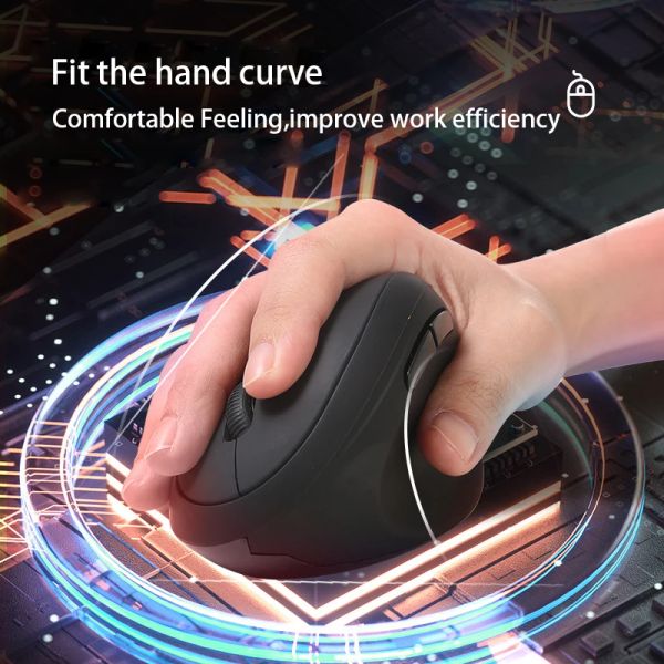 MICE Gaming ergonomique vertical souris sans fil rechargeable 6 boutons 1200 DPI Souris optiques de 2,4 g de souris pour ordinateur portable PC Souris USB de bureau