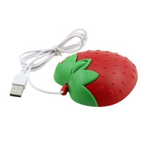 Souris câblées mignon mini dessin animé Strawberry Creative 3d Mause USB Office Office Home Computer Girl Girl Kid Cadeaux pour ordinateur portable PC