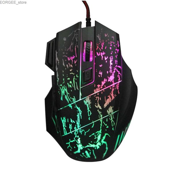 MICE GAME CONDUSTE MONDE Streaming Crack Colorful Light USB Port souris 7 Bouton 3200DPI Réglable pour ordinateur portable Gaming Mouse Y240407