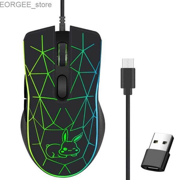 MICE GAMING REFORME MONDE 6 BOUTON LED OPTICE USB TYPE-C GAME INFORMATIQUE MICE SOURIE SIENDE POUR LA TABLET PC PC LAPTOP GAMER T3EB Y240407