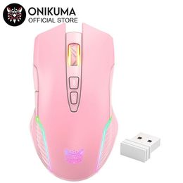 Mouse Mouse da gioco wireless Mouse USB ricaricabile rosa da 2,4 GHz con ricevitore USB per computer portatile PC Gamer