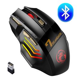 Ratón inalámbrico para juegos Bluetooth Recargable Computadora Gamer Ergonómico Mause Silencioso USB RGB para PC Juego 221027