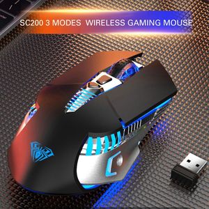 Souris sans fil de jeu souris souris rechargeable Bluetooth 3.0 / 5.0 2,4g 3 modes 7 boutons 1600 DPI ergonomic souris Gamer pour ordinateur portable