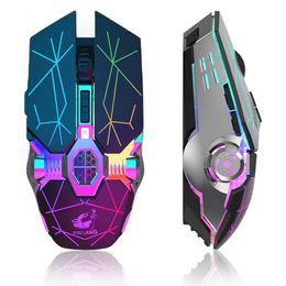 Souris souris de jeu sans fil rechargeable RGB lumières réglable DPI clic silencieux sommeil automatique ergonomique pour ou travailler 231216