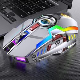 Ratones inalámbricos para juegos, ratón recargable silencioso con retroiluminado con LED, USB, óptico, ergonómico, 7 teclas, retroiluminado RGB para ordenador portátil