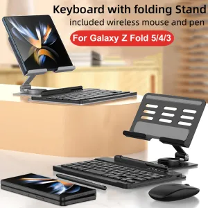 Ratones teclado y mouse inalámbricos para Samsung Galaxy Z Fold 5 4 3 2 Tab Tab Tablet Bluetooth Compatible Teclado rotativo Plegado