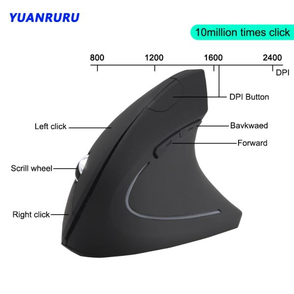 Souris souris sans fil 2.4G souris SemFio Bluetooth souris filaire souris verticale souris de jeu ergonomique 800 1200 1600 DPI pour PC de jeu