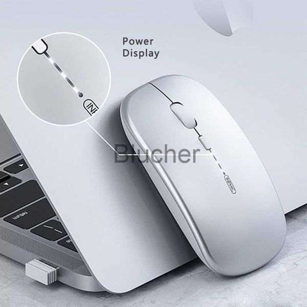 Ratones Ratón inalámbrico Recargable Pantalla de potencia silenciosa Ajustable DPI Smart Stay Ergonómico Computadora Mause Para PC portátil Macbook Office x0706 x0706