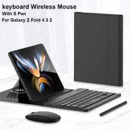 Muizen met S Pen Wireless Mouse Keyboard Case voor Samsung Galaxy Z Fold 5 4 3 2 Lederen touch magnetische toetsenbordomslag voor OnePlus Open