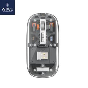 Souris WiWU Crystal Wireless Mouse Couvercle amovible Double souris Bluetooth 3 modes Connect 2.4G Souris sans fil adaptée pour iOS/Android/Windows