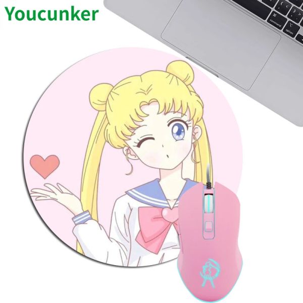 MICE Youcunker Pink Computer Mouse Wired Backlit Game Souris optique mignon Sailor Moon Mause Girl Femmes Souris silencieuse 2400dpi pour ordinateur portable