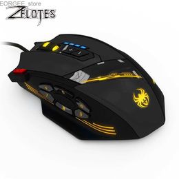 MICE ZELOTES C-12 Souris câblée USB OPTICAL GAMING MONDE 12 BOUTON PROGRAMMABLE GAMING GAMING MONDE 4 Réglable DPI 7 LED Light Mouse Y240407