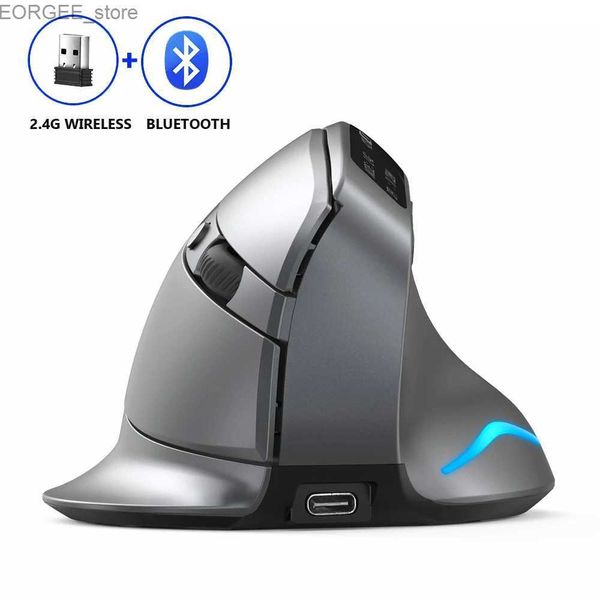 Souris Zelotes F-26C Desktop Vertical Souris conçu ergonomique 3200dpi 2,4 g Bluetooth compatible 8 boutons Rechargeable Gaming vertical souris y240407 RECHARGET