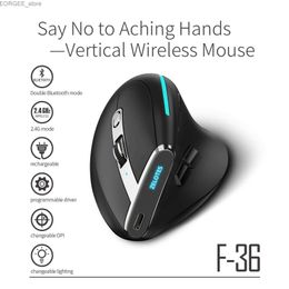 MICE ZELOTES F-36 Vertical sans fil 2,4G Bluetooth Mouse Full Color Light 8-Key Programming 2400DPI Game Mouse 730mAh Lithium Battery Y240407