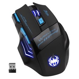 MICE ZELOTES F14 2,4G MONDE sans fil souris LED Ordinateur optique 2400 DPI 7 Boutons de jeu sans fil souris colorée