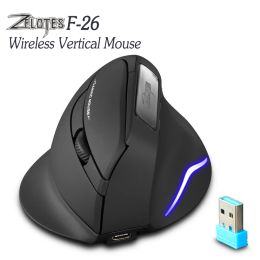 Souris ZELOTES F26 souris sans fil 6 boutons 2.4GHZ souris de jeu 2400 DPI réglable ergonomique pour ordinateur de bureau ordinateur portable ordinateur portable