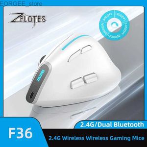 Ratones zelotes F36 Ratón vertical 2.4G Bluetooth ergonómico 4000DPI 8 MUTE Botón Programación Juego de juego para el mouse de PC portátil Y240407