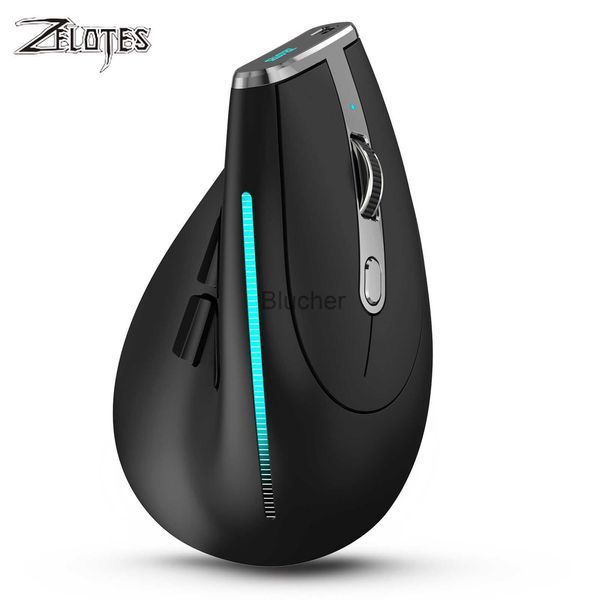 Ratón ZELOTES F36 Inalámbrico Vertical 24G Bluetooth Ratón Luz a todo color Programación de 8 teclas 2400DPI Ratón de juego 730mah batería de litio x0706