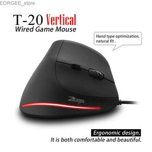 MICE Zelotes T20 USB Wired Vertical Optical 4 Gears 3200 DPI 6 Knoppen Gaming Muis Laptop Ergonomische muis Stille Y240407