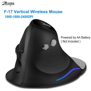 Souris Zelotes souris verticale souris de jeu sans fil ergonomique souris optique rvb batterie puissance 2400 DPI 2.4G pour ordinateur portable 6 boutons F17